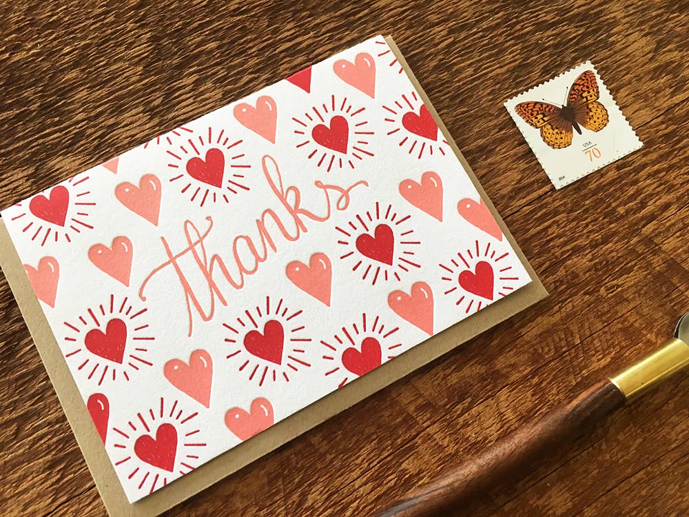Hearts Thanks Card: Boxed Set of 6