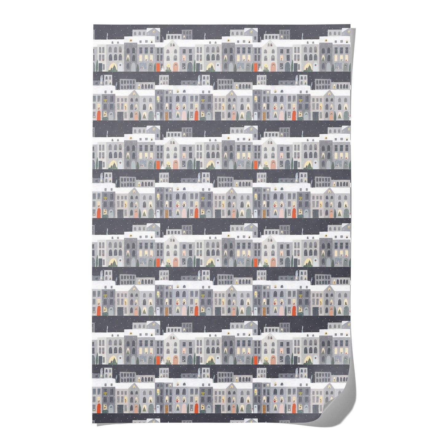 City Snow holiday wrapping paper