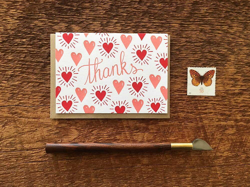 Hearts Thanks Card: Boxed Set of 6