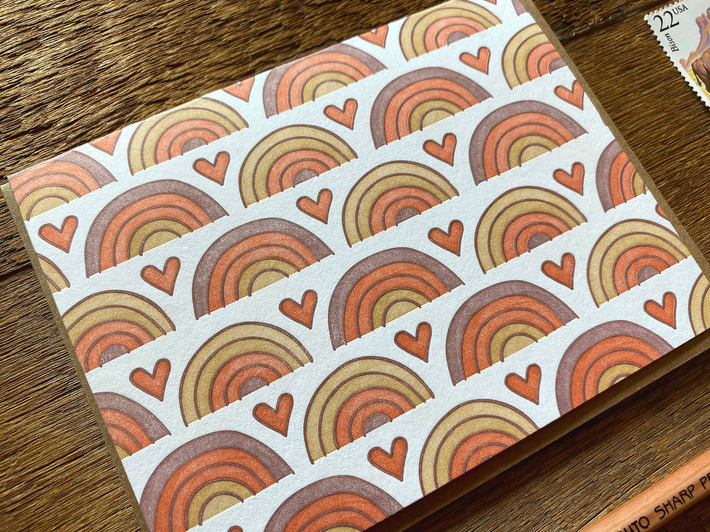 Hearts and Rainbows Blank Card: Single Card