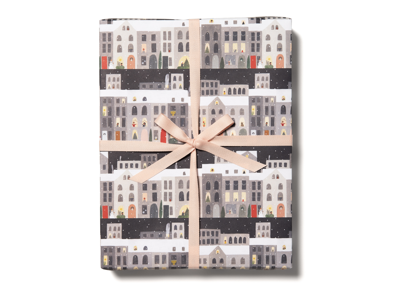 City Snow holiday wrapping paper