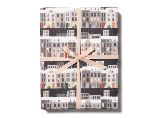 City Snow holiday wrapping paper