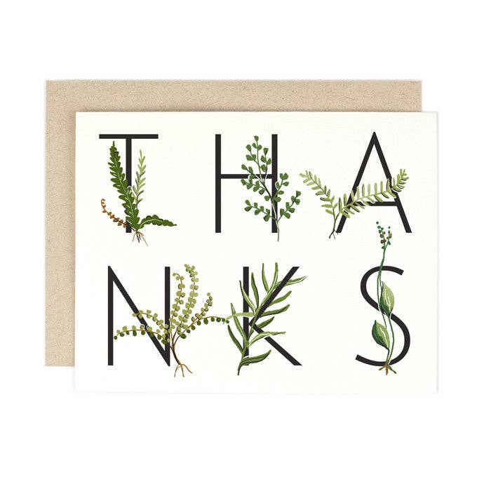 Fern Thanks Greeting Card: Single card