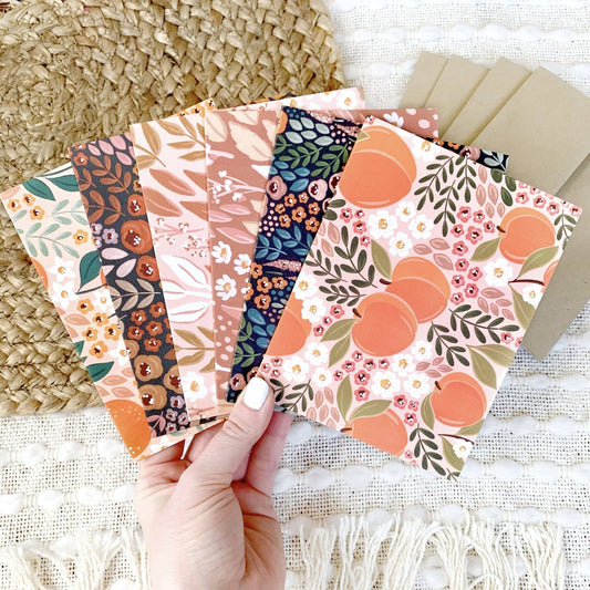 Set of 12 Warm Floral Greeting Cards
