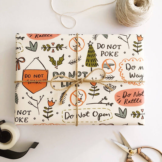 Do Not Open Christmas Wrapping Paper - 3 sheet roll