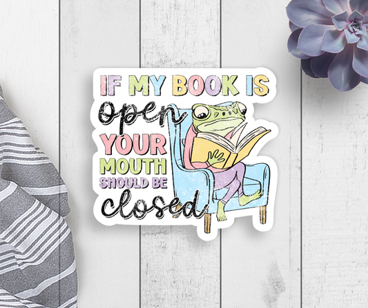 Book Open Mouth Closed Vinyl Sticker
