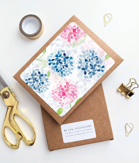 Stationery Set of 6 - Hydrangea
