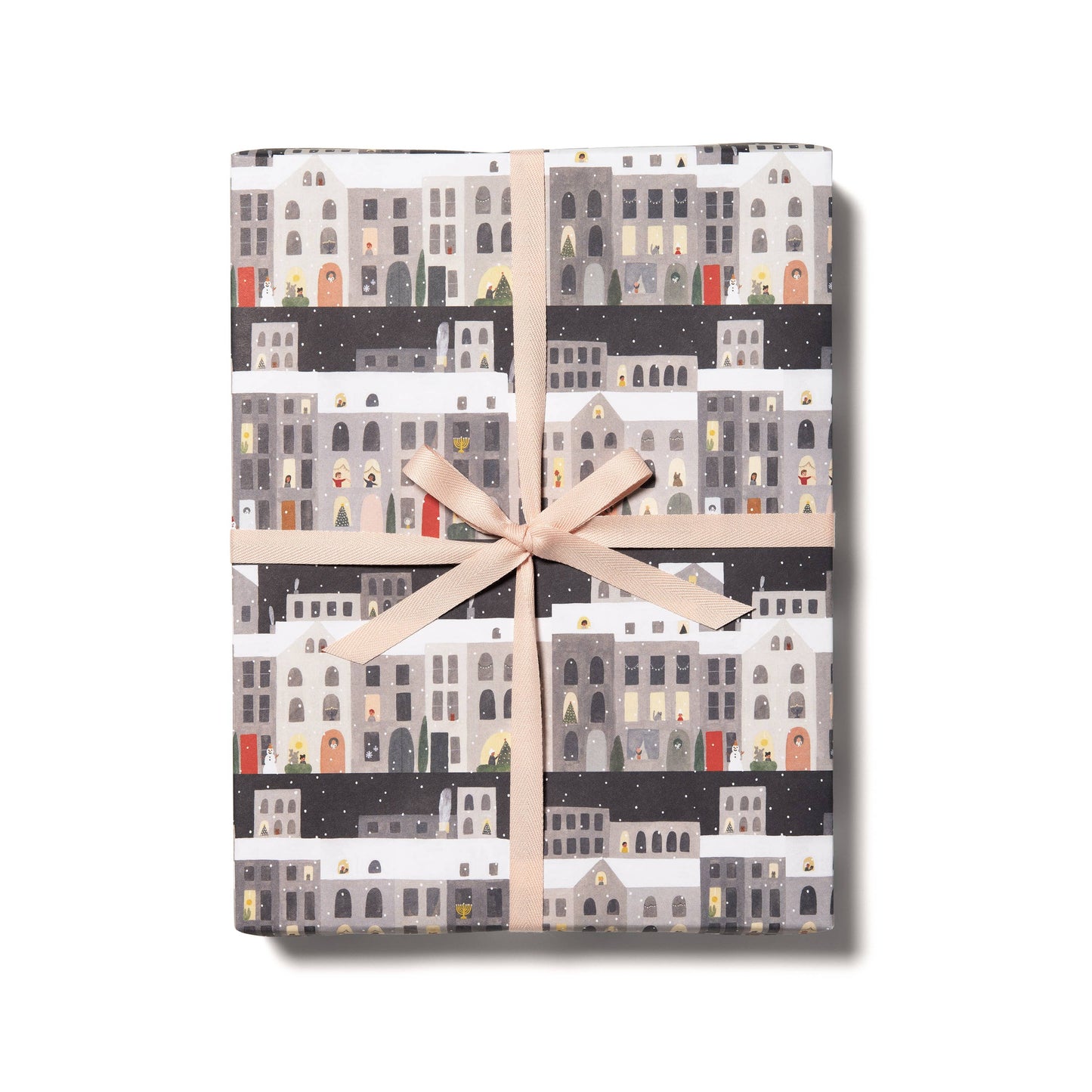 City Snow holiday wrapping paper