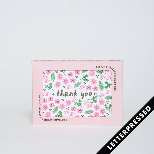 Boxed Set Thank You Floral Letterpress Greeting Cards by Hello!Lucky