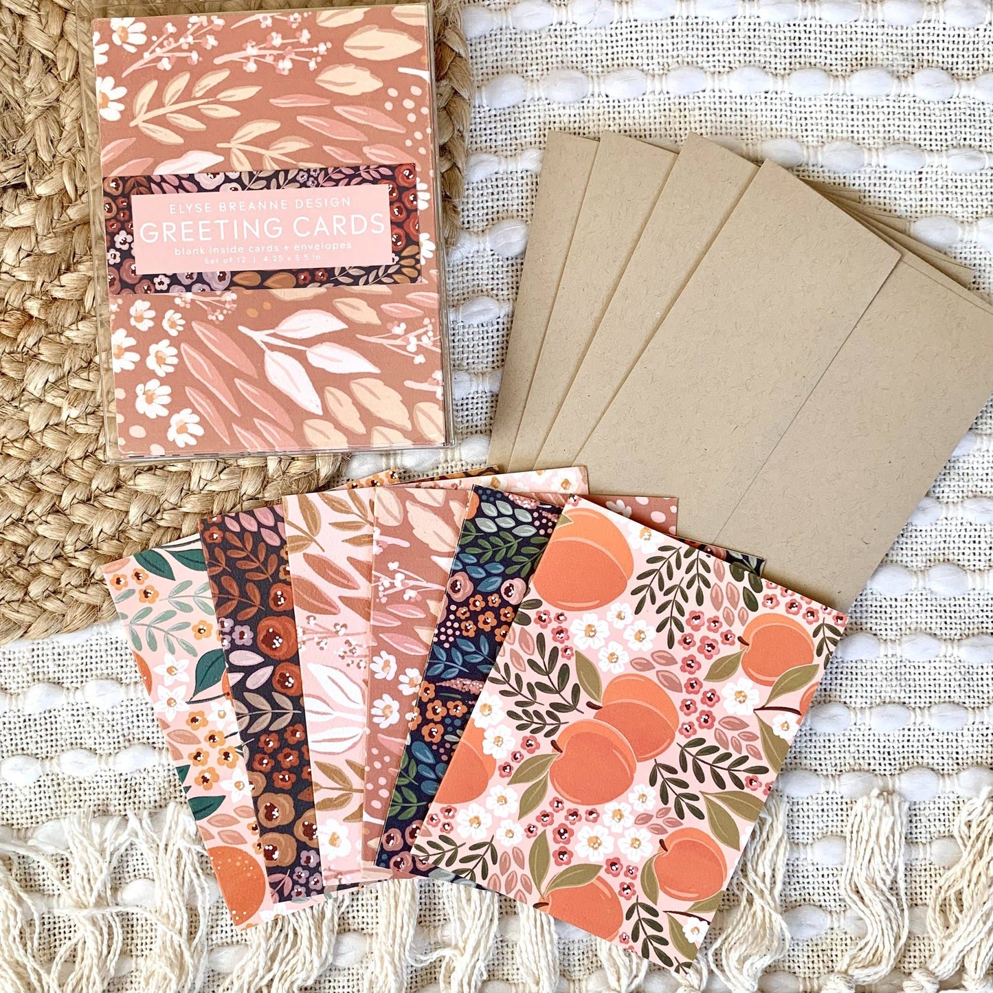 Set of 12 Warm Floral Greeting Cards